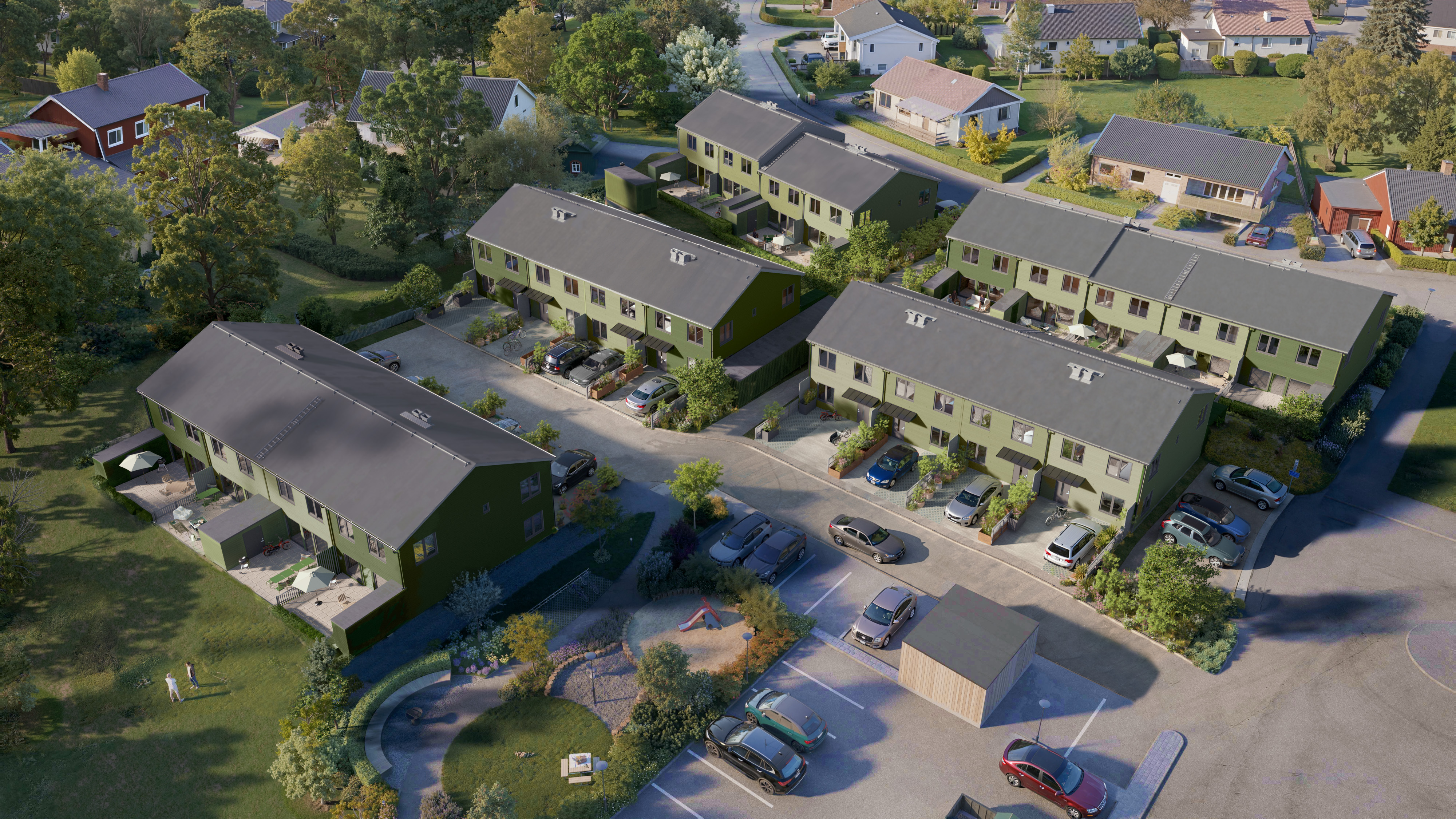 Flygvy över bostadsprojektet i Kärna